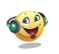 Icône emoji souriant avec casque audio.
