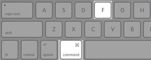 clavier Apple avec les touche cmd+F en surbrillance.
