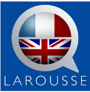 Icône Larousse, drapeaux français et anglais.