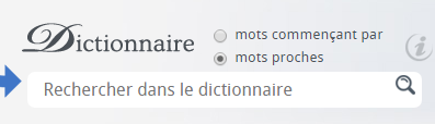Capture d'écran dictionnaire de l'académie française, choisir mots proches pour une recherche avec entrée phonétique.